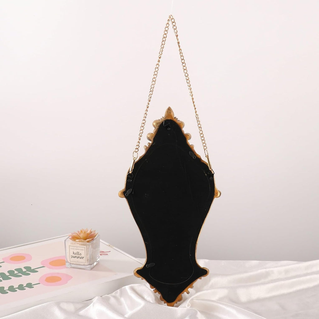 Antique Gold Baroque Wall Mirror With Hanging Chain