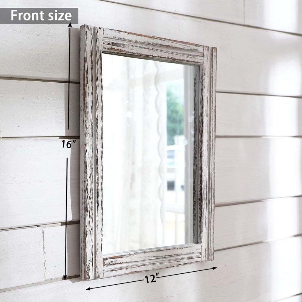 Rustic Rectangular Wood Framed Farmhouse Wall Mirror