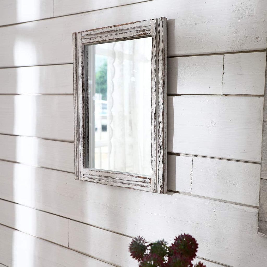 Rustic Rectangular Wood Framed Farmhouse Wall Mirror