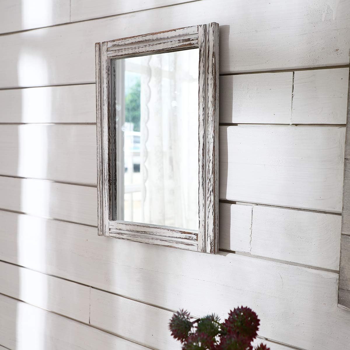 Rustic Rectangular Wood Framed Farmhouse Wall Mirror