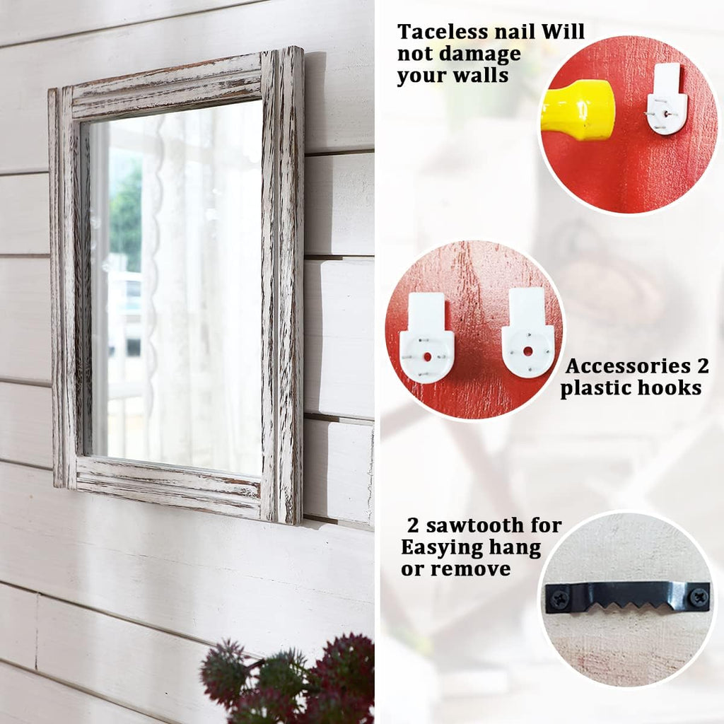 Rustic Rectangular Wood Framed Farmhouse Wall Mirror