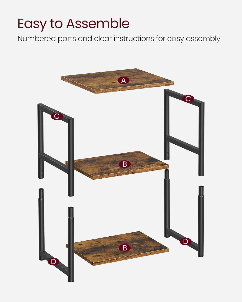 Industrial Three-Tier Side Table With Storage Shelves