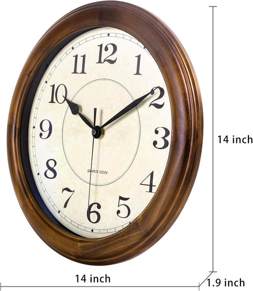 14-Inch Silent Wooden Wall Clock With Retro Design