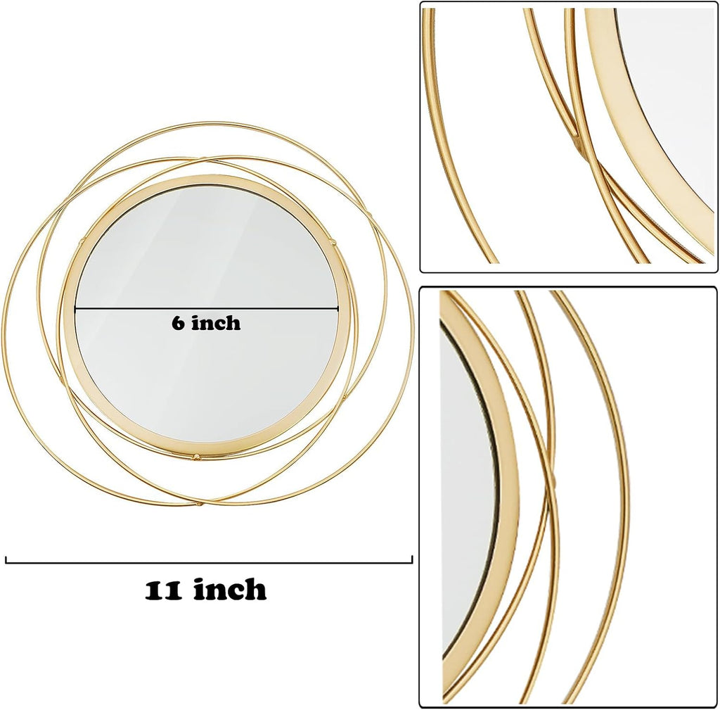 Gold Metal Sunburst Wall Mirrors Set of Three