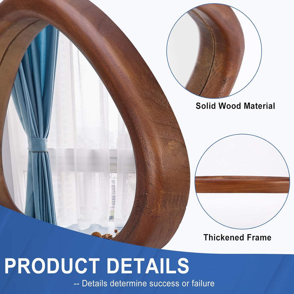 Asymmetrical Wooden Wall Mirror for Modern Home Decor
