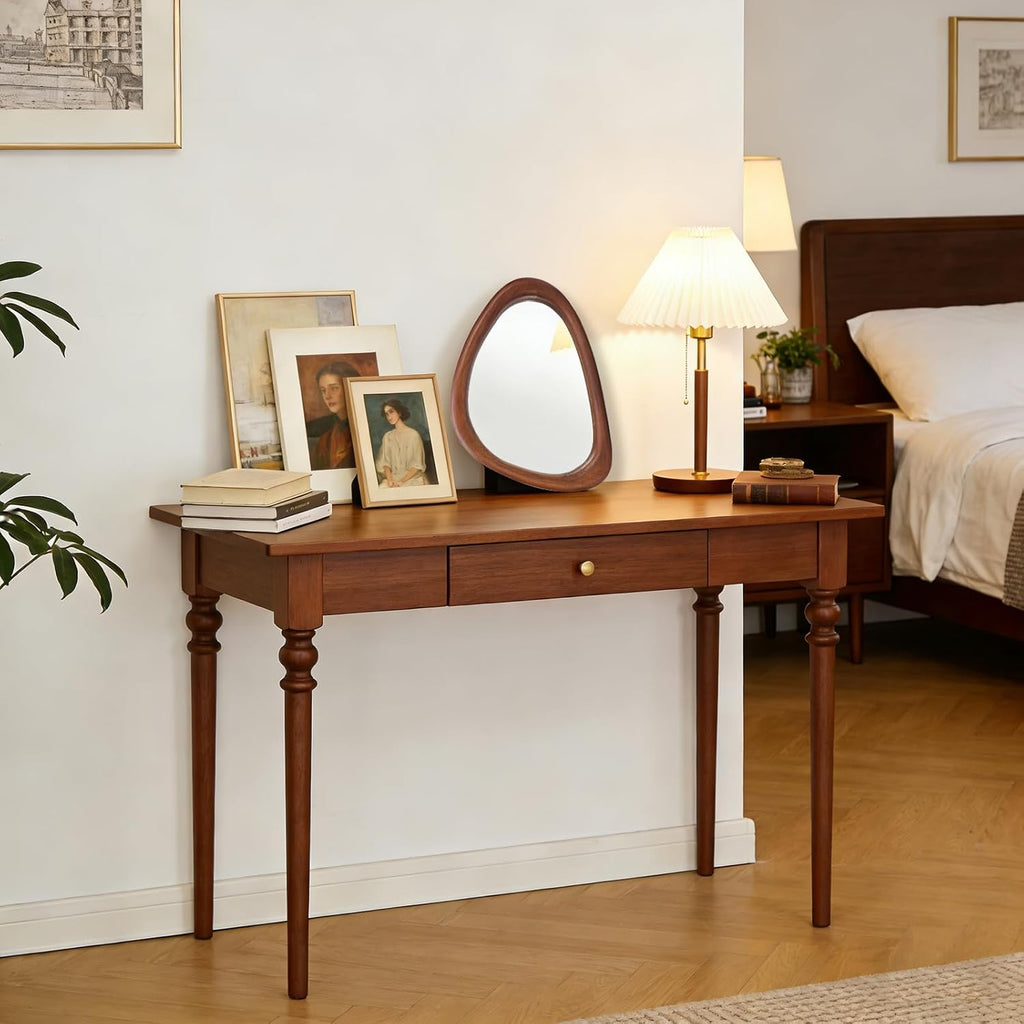 Asymmetrical Wooden Wall Mirror for Modern Home Decor