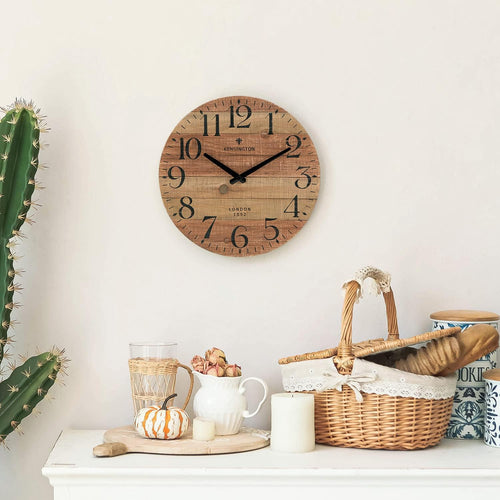 12-Inch Rustic Solid Wood Silent Farmhouse Wall Clock