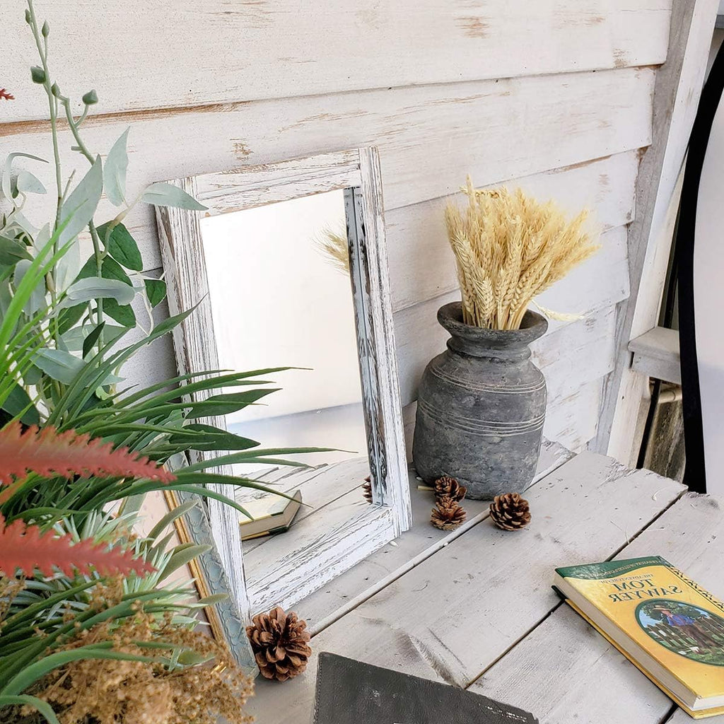 Rustic Rectangular Wood Framed Farmhouse Wall Mirror