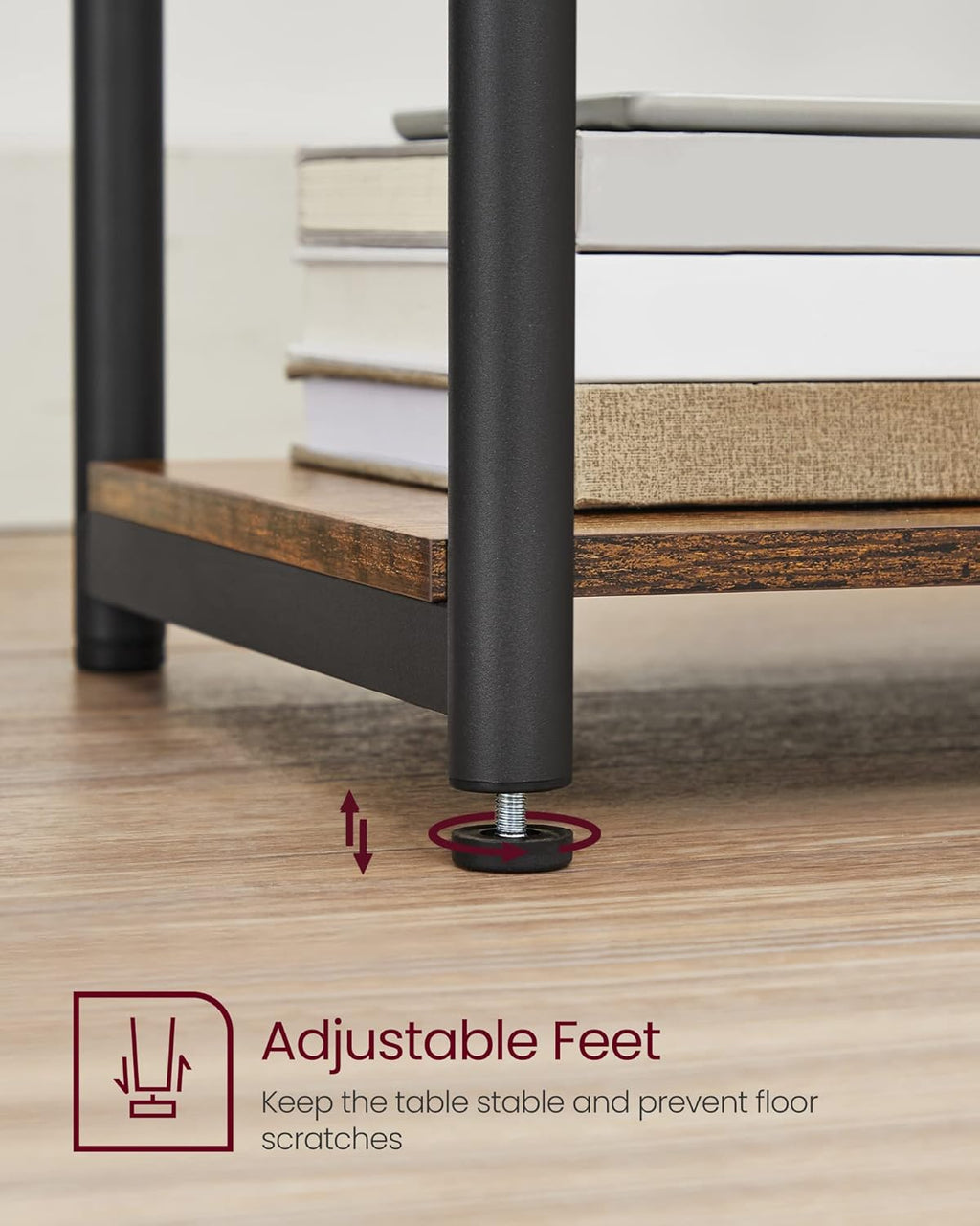 Industrial Three-Tier Side Table With Storage Shelves