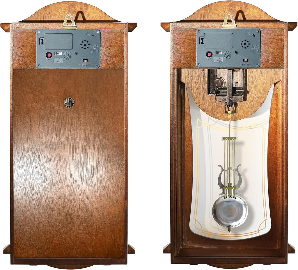 22-Inch Vintage Wooden Pendulum Wall Clock With Chime