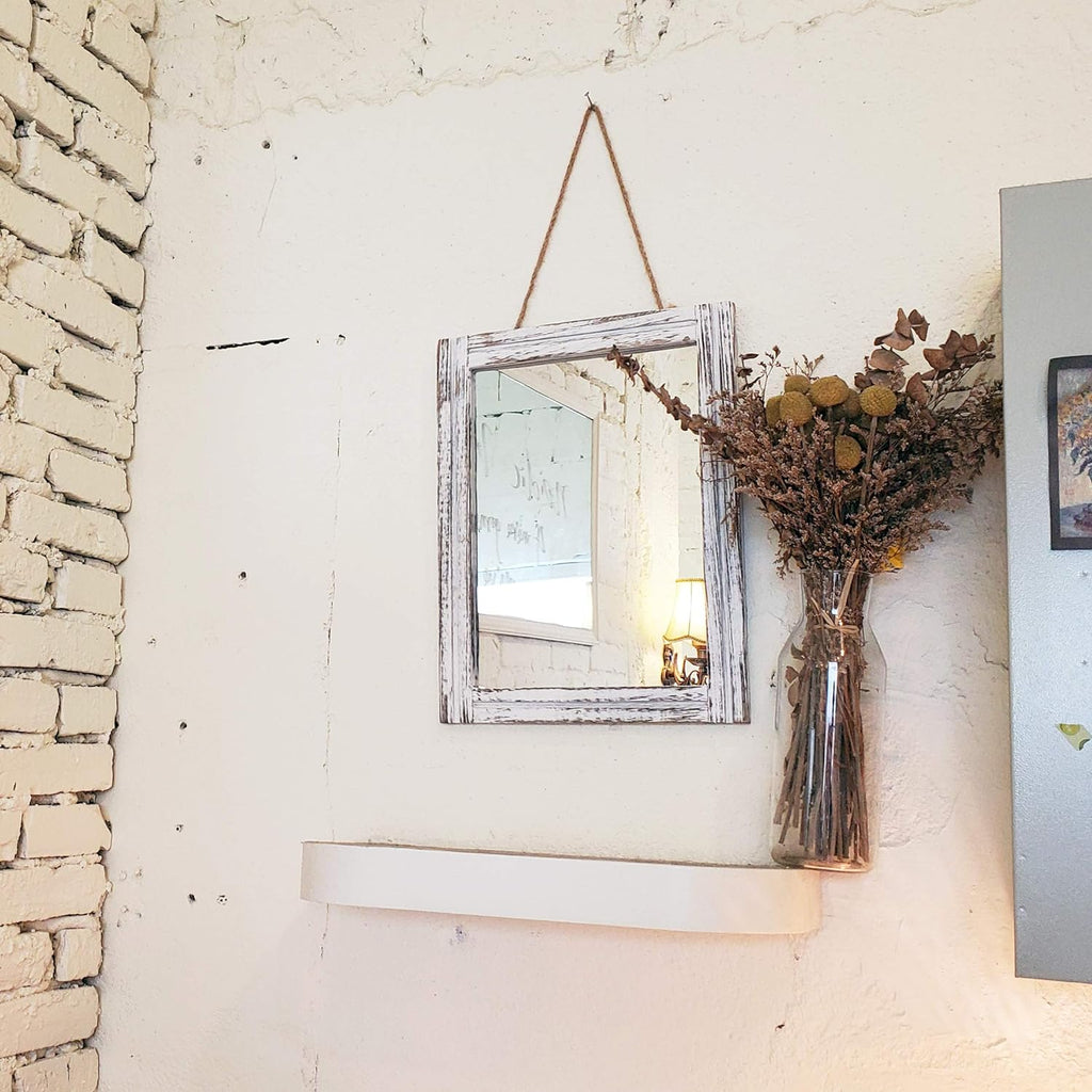 Rustic Rectangular Wood Framed Farmhouse Wall Mirror