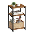 3-tier industrial side table with storage
