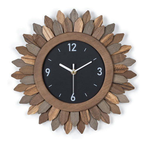12-inch boho sunburst wood wall clock