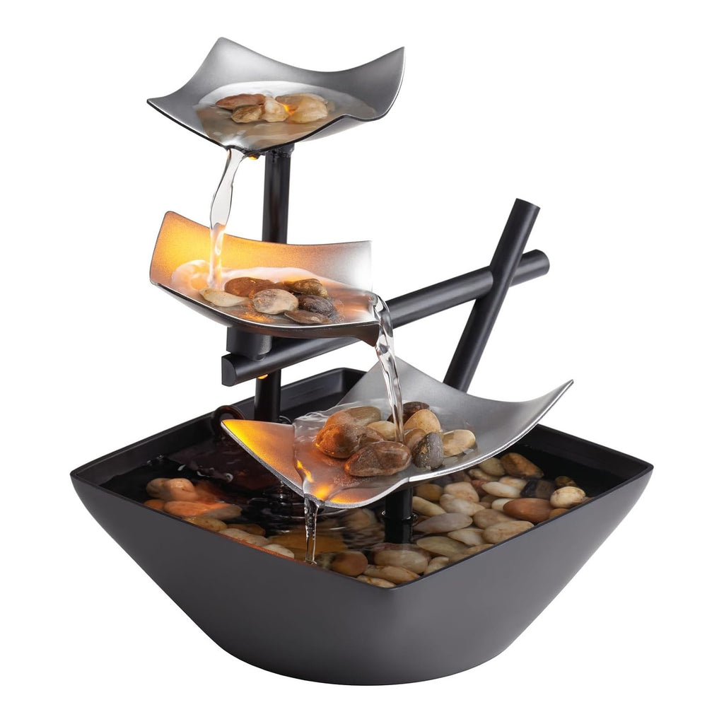 HoMedics 3-tier tabletop water fountain with river rocks