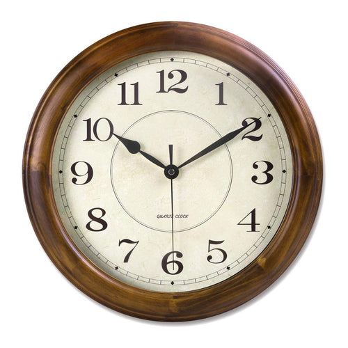 14-inch wood-frame silent retro wall clock