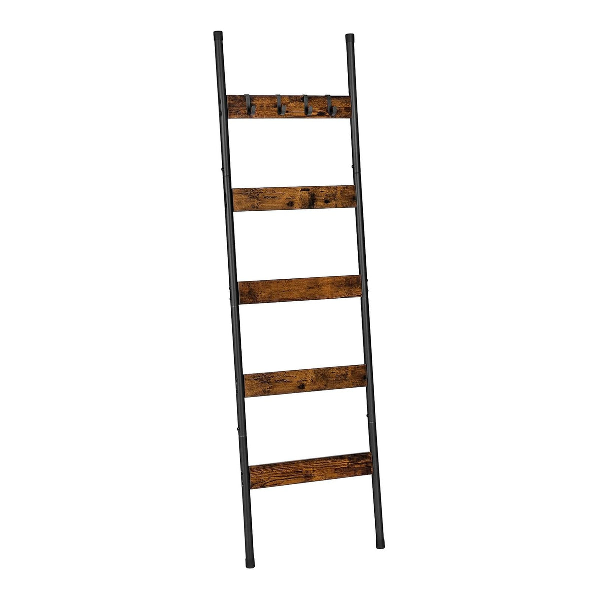5-tier wall-leaning blanket ladder with hooks