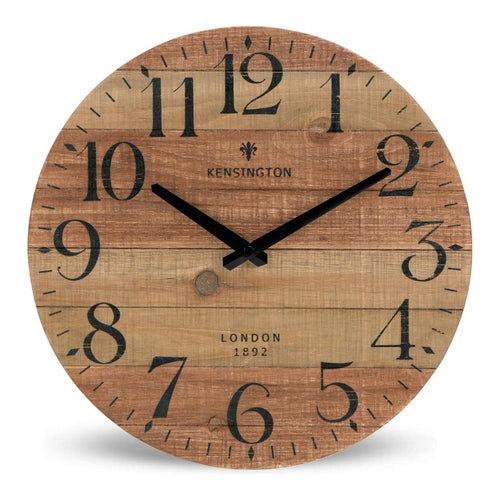 12-inch rustic solid wood plank wall clock