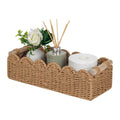 Scalloped paper rope storage basket with wooden handles