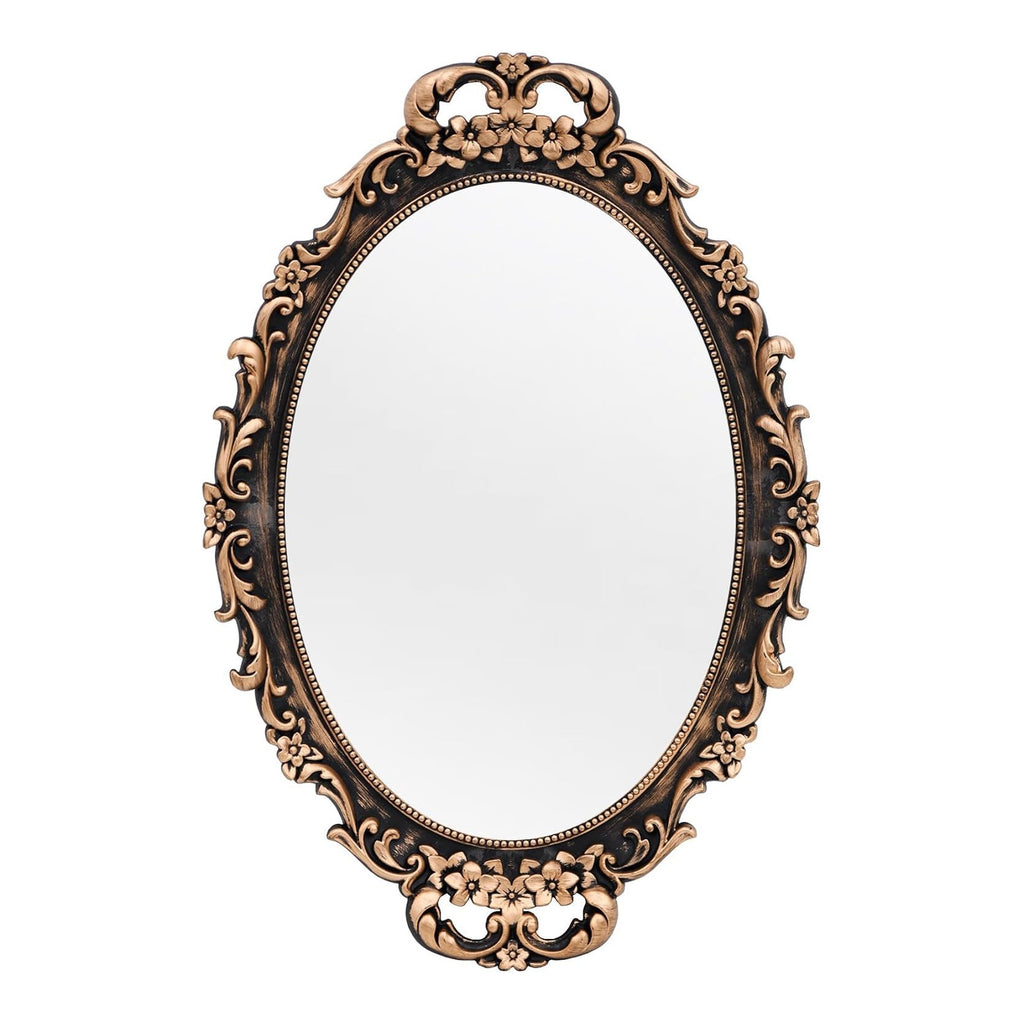 Vintage oval bronze framed decorative mirror
